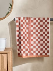 Rust Brown Checkerboard 100% Cotton Towel - Image 1 of 6