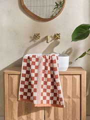 Rust Brown Checkerboard 100% Cotton Towel - Image 2 of 6