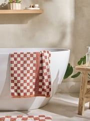 Rust Brown Checkerboard 100% Cotton Towel - Image 3 of 6