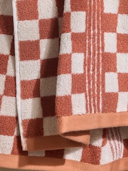 Rust Brown Checkerboard 100% Cotton Towel - Image 5 of 6