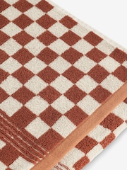 Rust Brown Checkerboard 100% Cotton Towel - Image 6 of 6
