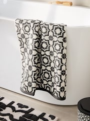 Black/White Tile Geo 100% Cotton Towels - Image 3 of 4