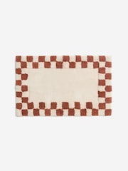 Rust Brown Checkerboard 100% Cotton Bath Mat - Image 2 of 3
