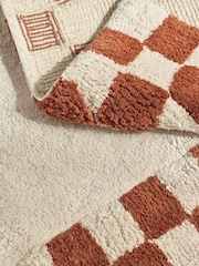 Rust Brown Checkerboard 100% Cotton Bath Mat - Image 3 of 3