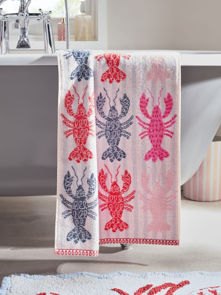 Multi Lobster Print 100% Cotton Towel - Image 1 of 6 Multi Lobster Print 100% Cotton Towel - Image 1 of 6