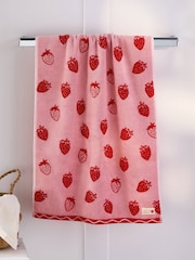 Pink Strawberry 100% Cotton Towel - Image 4 of 5