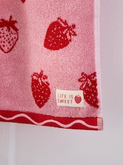 Pink Strawberry 100% Cotton Towel - Image 5 of 5