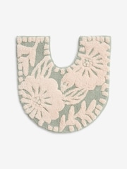 Sage Green Floral Print 100% Cotton Pedestal Mat - Image 3 of 3
