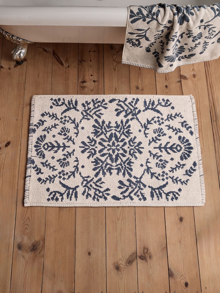 Seeking Simplicity Floral Print 100% Cotton Bath Mat - Slika 1 iz 3
