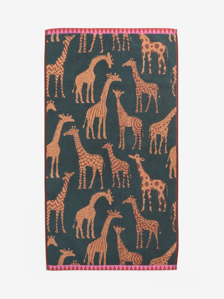 Green Giraffe Print 100% Cotton Towels - Image 5 of 5 Green Giraffe Print 100% Cotton Towels - Image 5 of 5