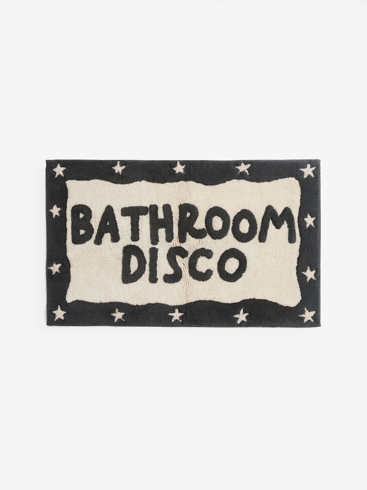 Black/White Bathroom Disco Bath 100% Cotton Mat - Image 3 of 3