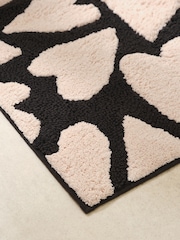 Black/White Heart 100% Cotton Bath Mat - Image 3 of 3