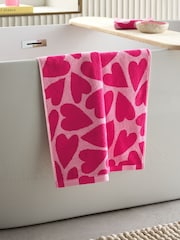Heart Print 100% Cotton Towel - Imagen 3 de 6