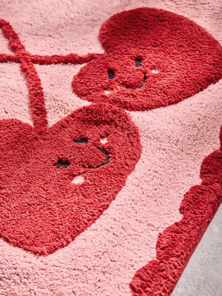 Pink Cherry Heart 100% Cotton Bath Mat - Image 3 of 3