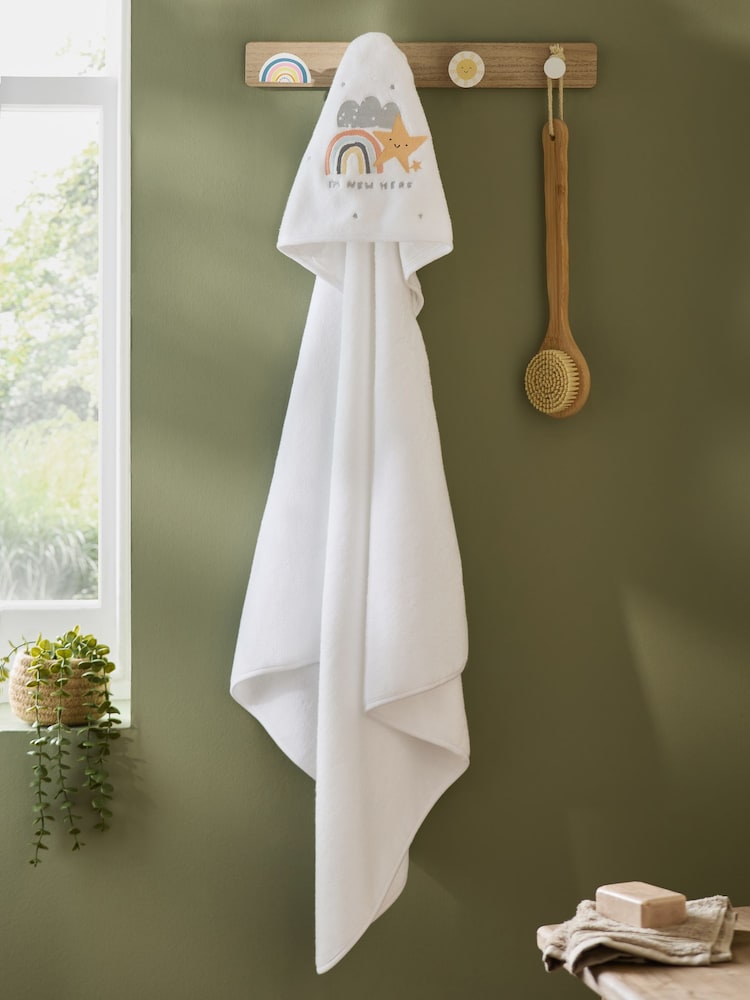 White Im New Here 100% Cotton Hooded Baby Towel - Image 3 of 5