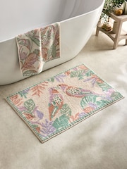 XL Parrot Palm Leaf Print 100% Cotton Bath Mat - Imagen 1 de 3