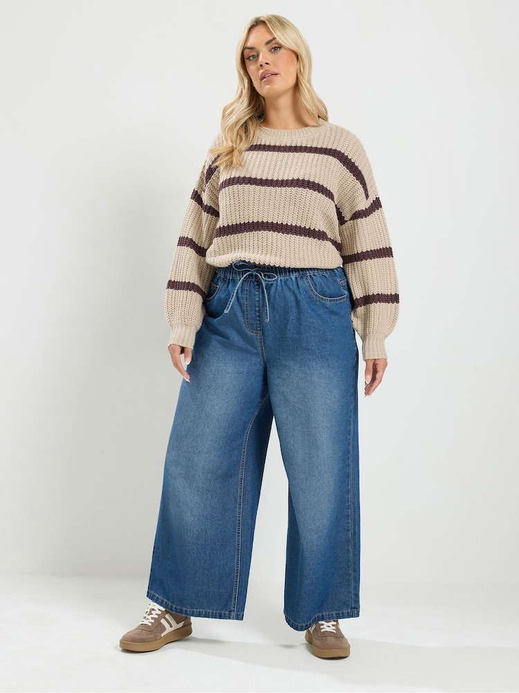 Yours Curve Blue Pull On Jeans - Image 2 of 6