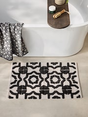 Black/White Tile Geo 100% Cotton Bath Mat - Image 1 of 3