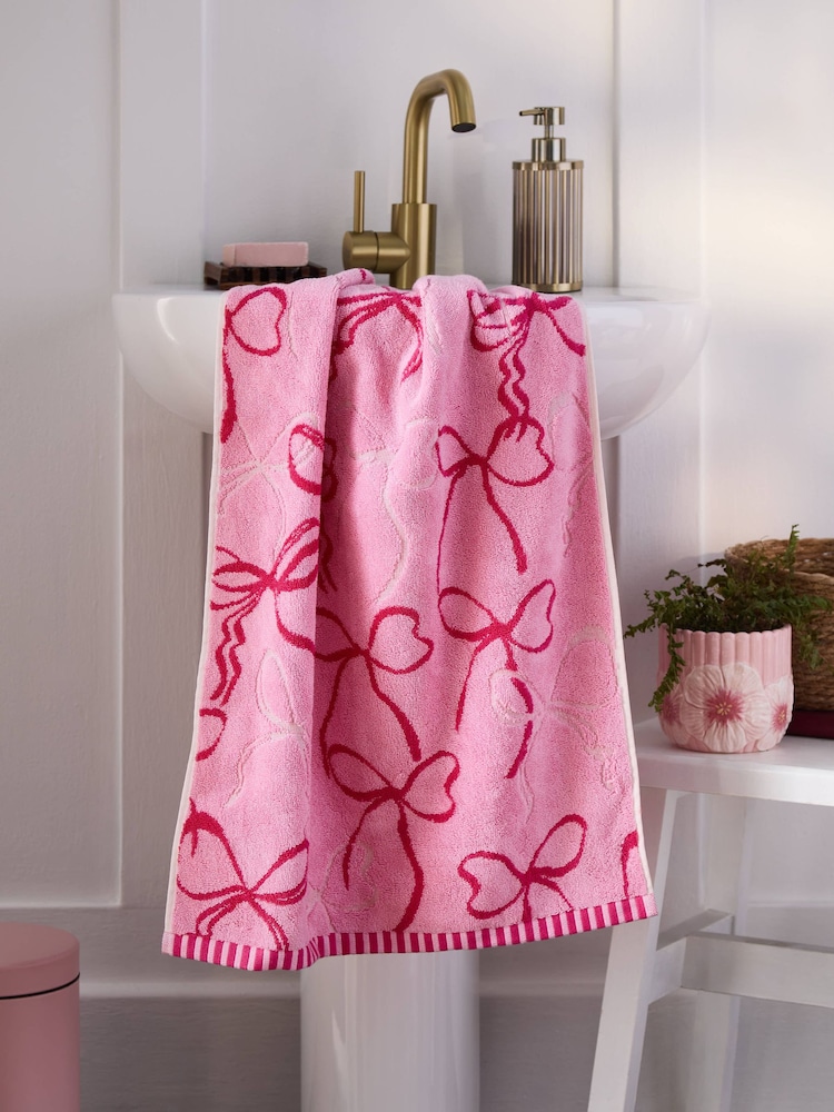Pink Bow 100% Cotton Towel - Image 2 of 5