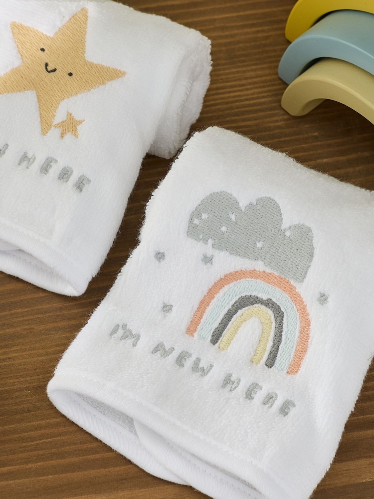 3 Pack White Im New Here 100% Cotton Face Cloths - Image 3 of 4