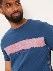 FatFace Navy MCS Chest Stripe Tshirt - Image 4 of 5
