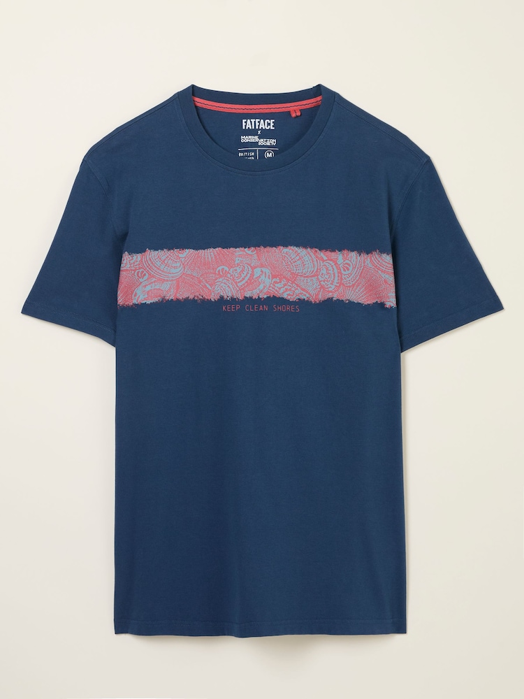 FatFace Navy MCS Chest Stripe Tshirt - Image 5 of 5