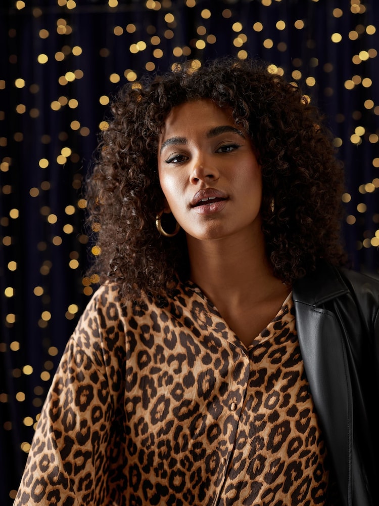 Evans Animal Print Brown Shirt - Image 2 of 5