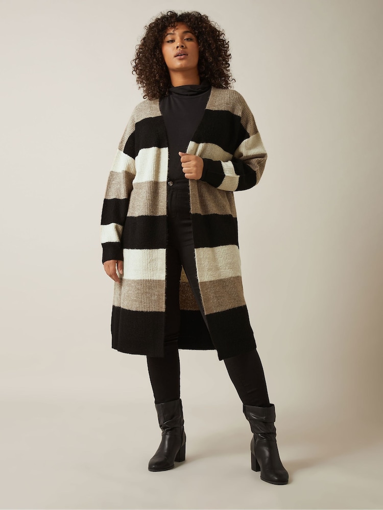 Evans Natural Colour Block Cardigan - Image 2 of 5
