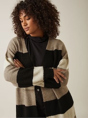 Evans Natural Colour Block Cardigan - Image 4 of 5