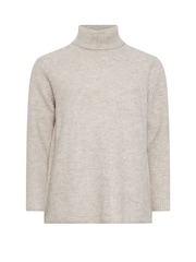 Evans Curve Roll Neck Knitted Natural/Brown Jumper - Image 5 of 5