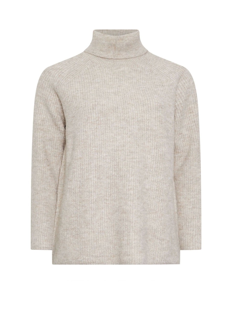 Evans Curve Roll Neck Knitted Natural/Brown Jumper - Image 5 of 5