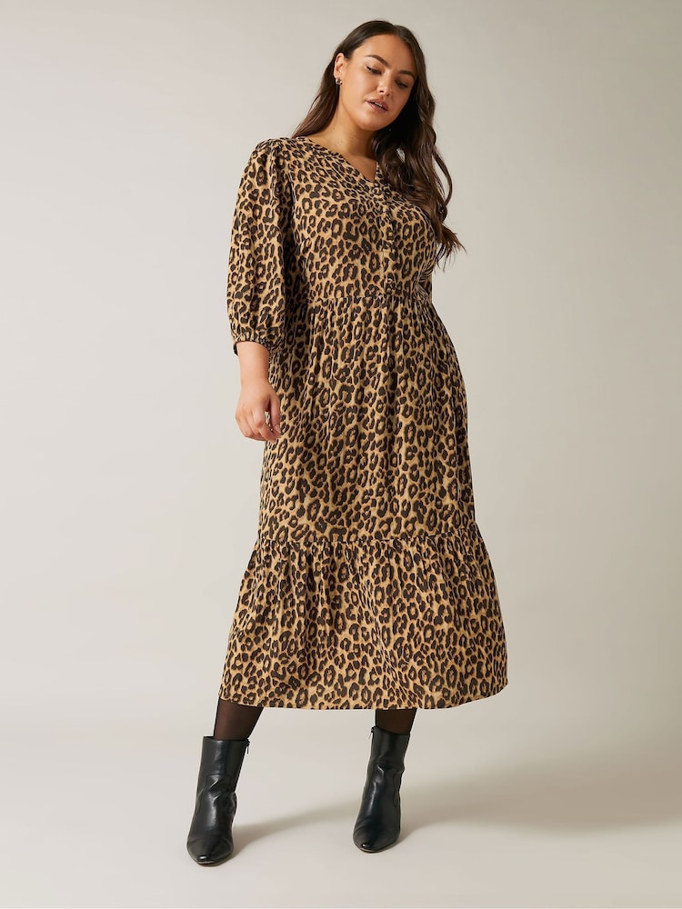 Evans Animal Print Brown Shirt Dress - Imagen 2 de 5 Evans Animal Print Brown Shirt Dress - Imagen 2 de 5