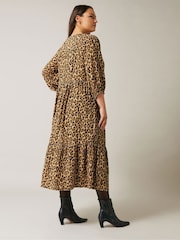 Evans Animal Print Brown Shirt Dress - Image 3 of 5