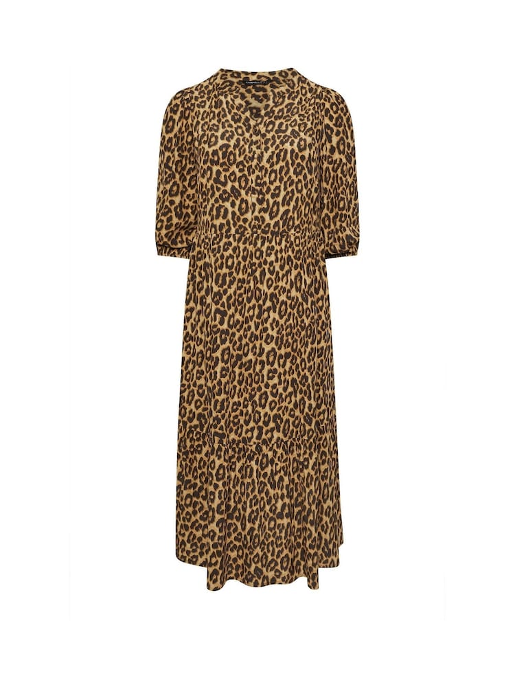 Evans Animal Print Brown Shirt Dress - Image 5 of 5