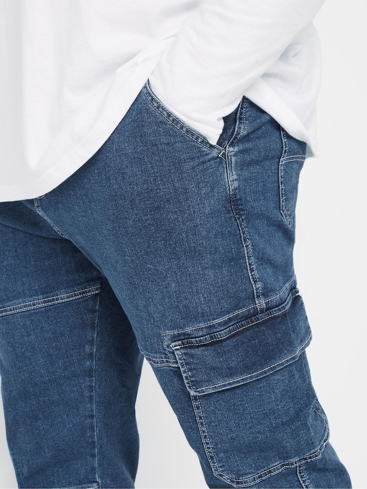 BadRhino Big & Tall Blue Stretch Cargo Jeans - Image 4 of 6