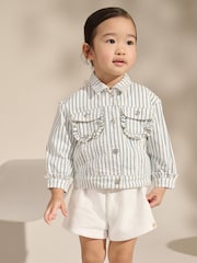 White Stripe Frill Denim Jacket (3mths-7yrs) - Image 1 of 8