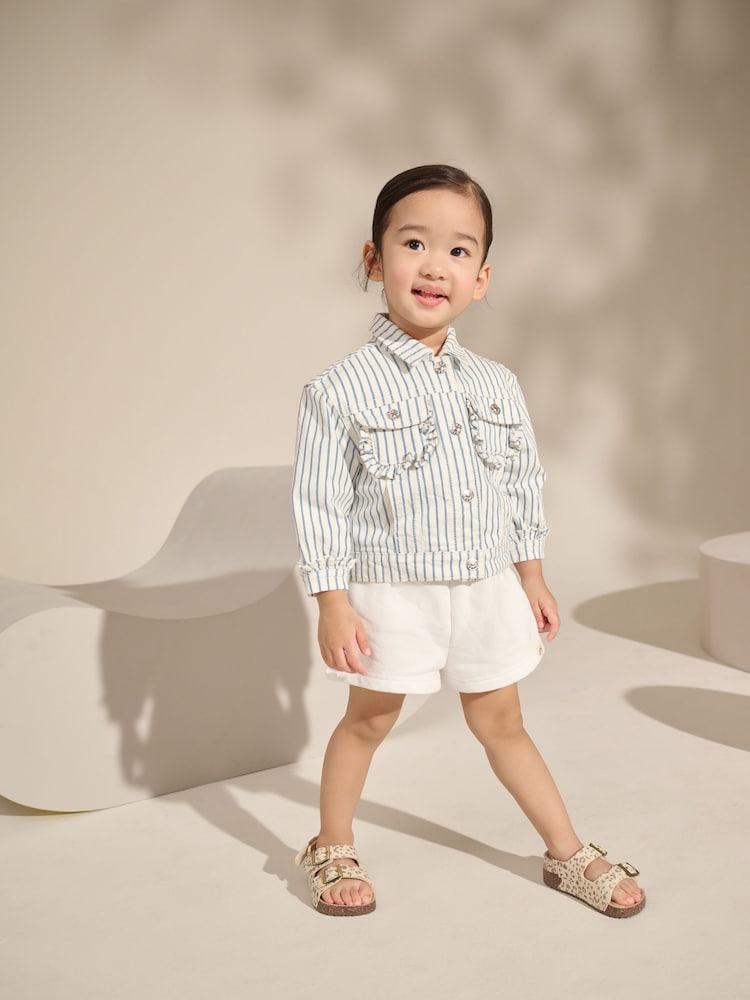 White Stripe Frill Denim Jacket (3mths-7yrs) - Image 2 of 8