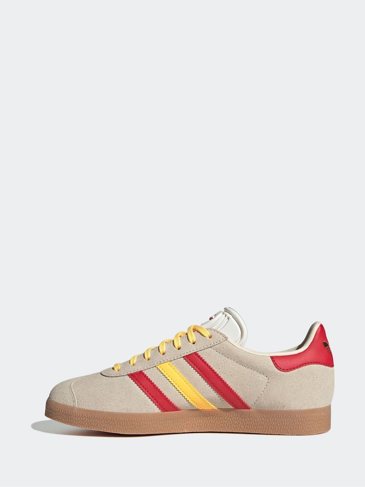 adidas Originals Neutral/Yellow Gazelle Trainers - Image 2 of 8