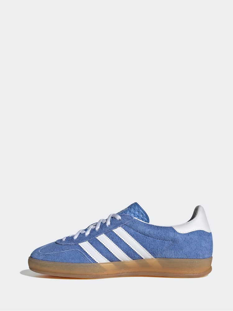 adidas Originals Blue/White Gazelle Trainers - Image 2 of 8