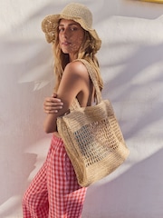Neutral Straw Shoulder Bag - Image 1 of 8
