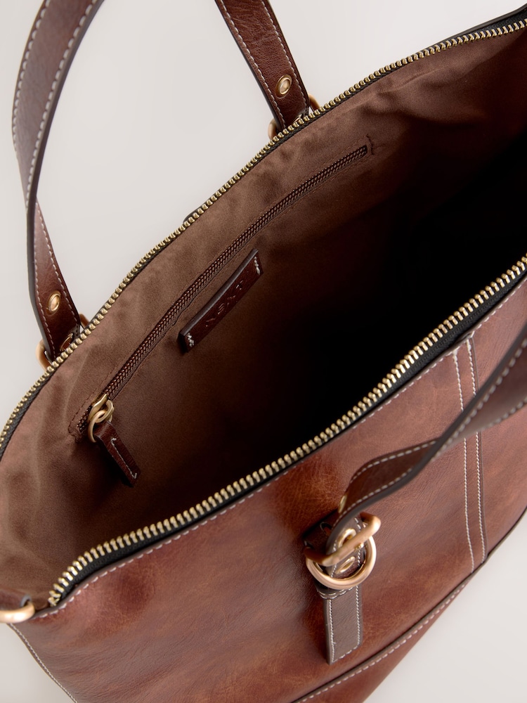 Tan Brown Buckle Hand Held Bag - Image 11 of 11
