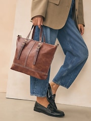 Tan Brown Buckle Hand Held Bag - Image 2 of 11