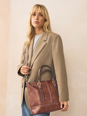 Tan Brown Buckle Hand Held Bag - Image 3 of 11
