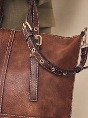Tan Brown Buckle Hand Held Bag - Image 4 of 11
