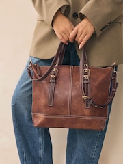 Tan Brown Buckle Hand Held Bag - Image 5 of 11