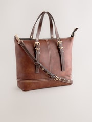 Tan Brown Buckle Hand Held Bag - Image 6 of 11