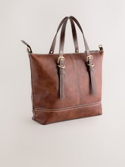 Tan Brown Buckle Hand Held Bag - Image 7 of 11