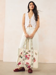 Neutral Floral Quilted Shoulder 100% Cotton Bag - Image 2 of 9