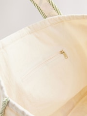 Neutral Floral Quilted Shoulder 100% Cotton Bag - Image 9 of 9