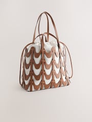 Tan Brown Weave Structured Shoulder Bag - Image 5 of 9